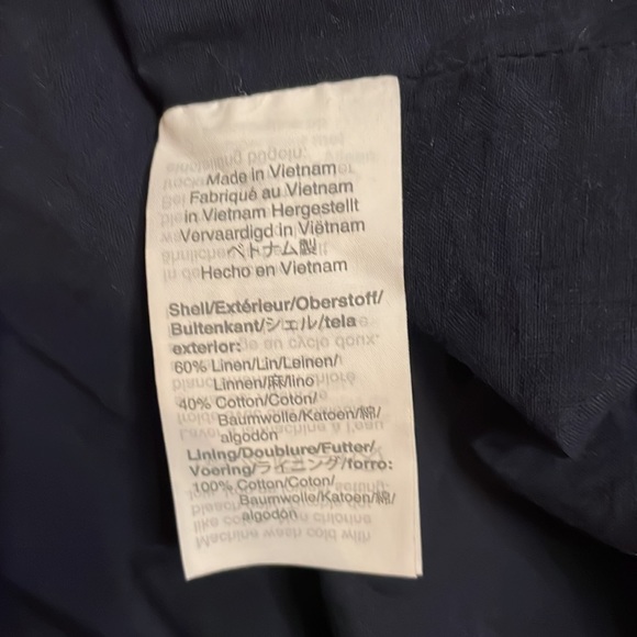 JCrew Factory V-neck button front dress in linen/cotton; Sz 6; style L6981; navy - Picture 11 of 12